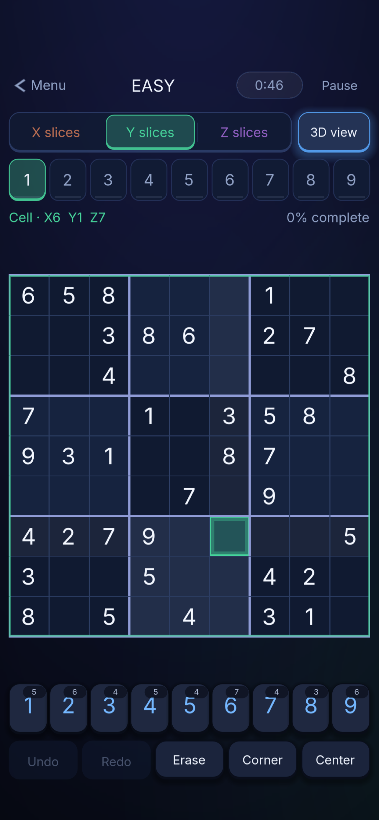 S3DOKU focused 2D Sudoku layer